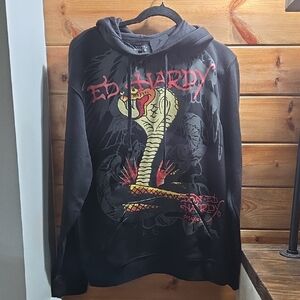 Ed Hardy Black Graphic Hoodie NWT Medium Cobra
